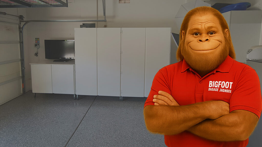 Bigfoot showing off his storage cabinets