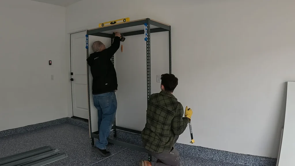 installing the steel frame for the bigfoot garage cabinet