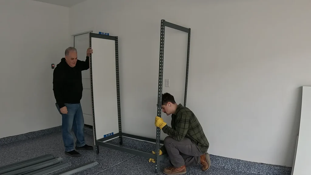 installing the steel frame in garage