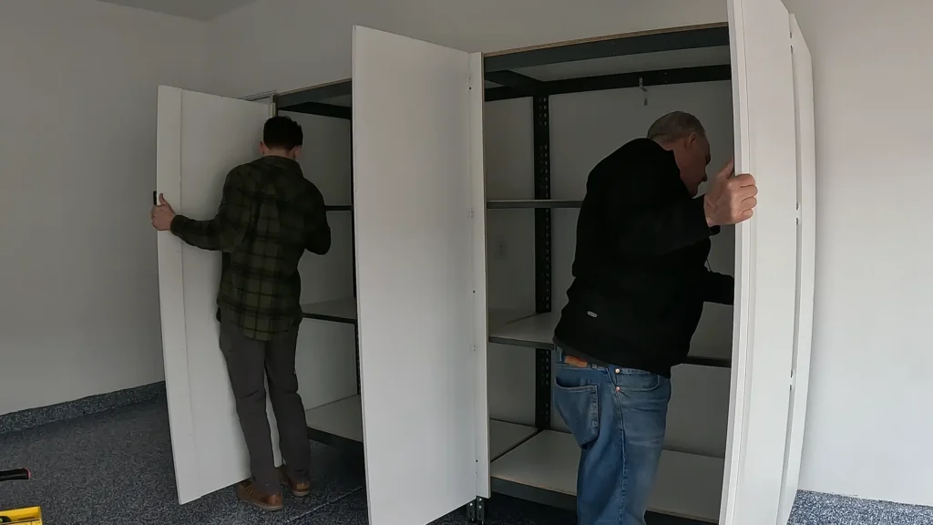 putting on the doors for the bigfoot cabinets