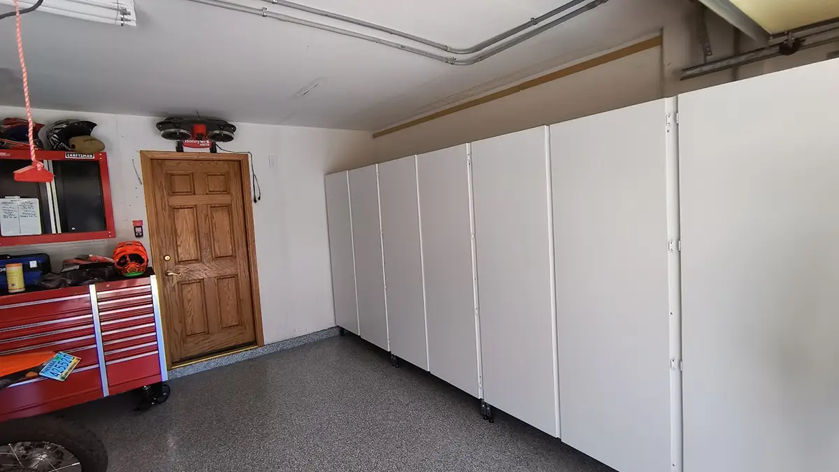 wall of bigfoot garage cabinets