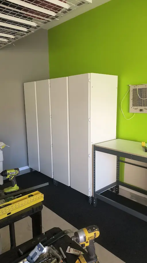 garage cabinets in the corner