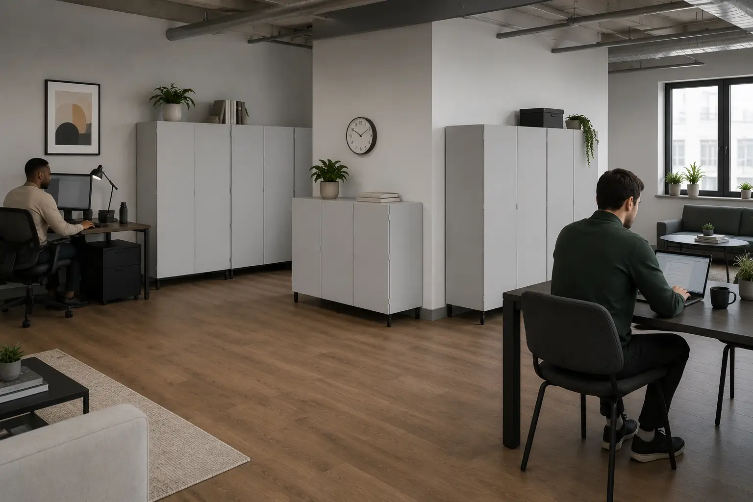 office with cabinets and people 2w